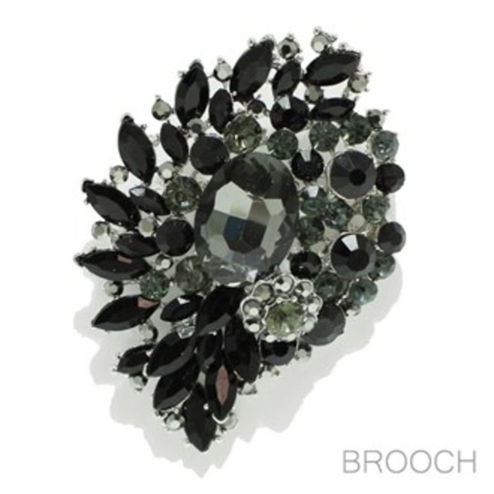 Elegant Black and Silver Brooch
